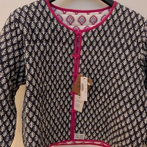 ZZ for J CREW Navy and Hot Pink Women's Quilted Jacket NWT | Size L